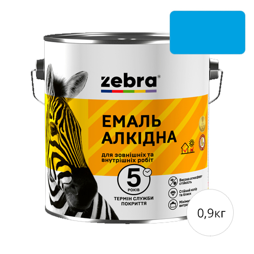 Zebra 0,9 Ярко-голубая